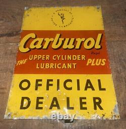 Vintage rare carburol dealer metal gas oil sign lubericant 66 motor chevy ford