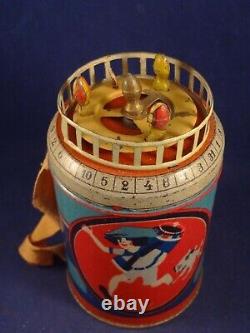 Vintage rare tin toy game metal box gambling pawns lottery roulette 1900