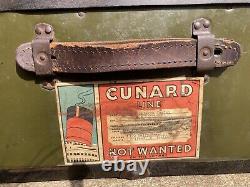 Vintage/retro/rare Cunard Line metal trunk/steamer -Queen Mary-Prop Free Uk P&P