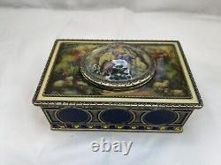 Vintage victorian style metal music box with wind up humming bird/ RARE/Stunning