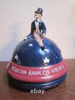 Vtg 1940's RARE Metal YOU CAN BANK ON AMERICA Musical Paul J. Howard UNCLE SAM