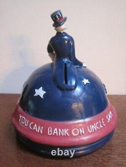 Vtg 1940's RARE Metal YOU CAN BANK ON AMERICA Musical Paul J. Howard UNCLE SAM