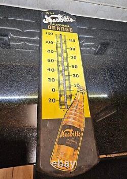 Vtg Metal Nesbitts Orange Soda Pop Thermometer Sign General Store Working Rare