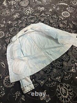 Vtg. Rare 70's Roncelli Silver Studded Baby Blue Rock Glam Zip Up Jacket Size 9