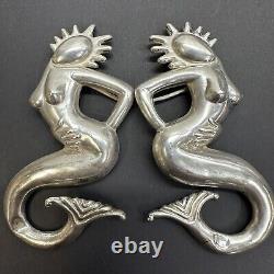 Vtg Rare Hubert Harmon Sterling Silver Mermaid Belt Buckle Complete Mexico 925