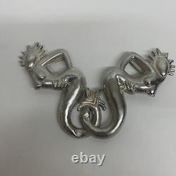 Vtg Rare Hubert Harmon Sterling Silver Mermaid Belt Buckle Complete Mexico 925